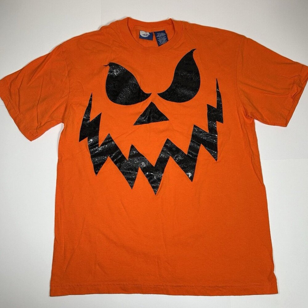 Vtg Y2K Jesse Pinkman Jack O Lantern Pumpkin Skull Orange T-Shirt Sz L ( 42/44 )